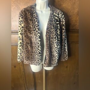 SIZE 2X MARINA Leopard Print Teddy Jacket